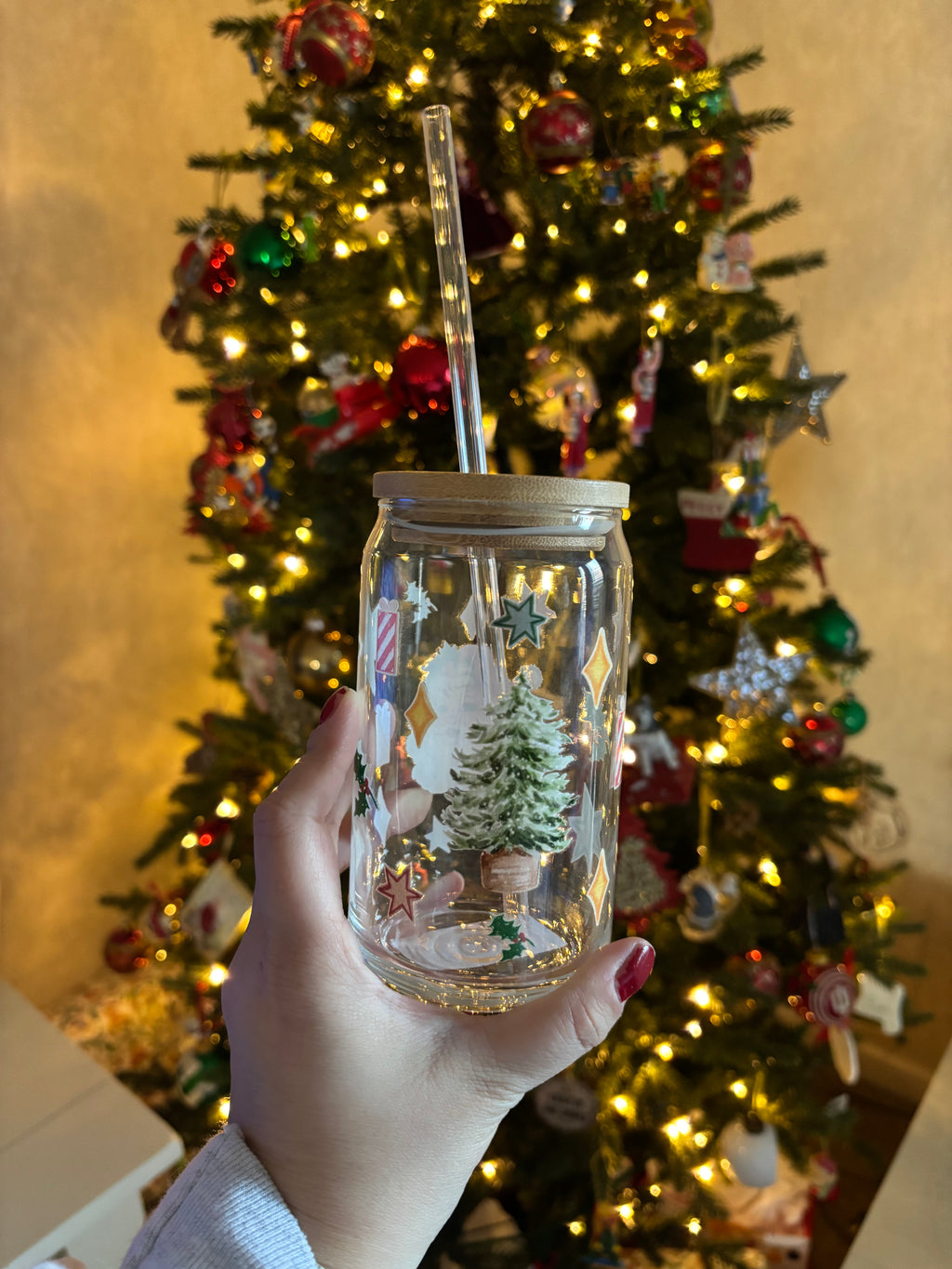 Holly Jolly Glass Cup