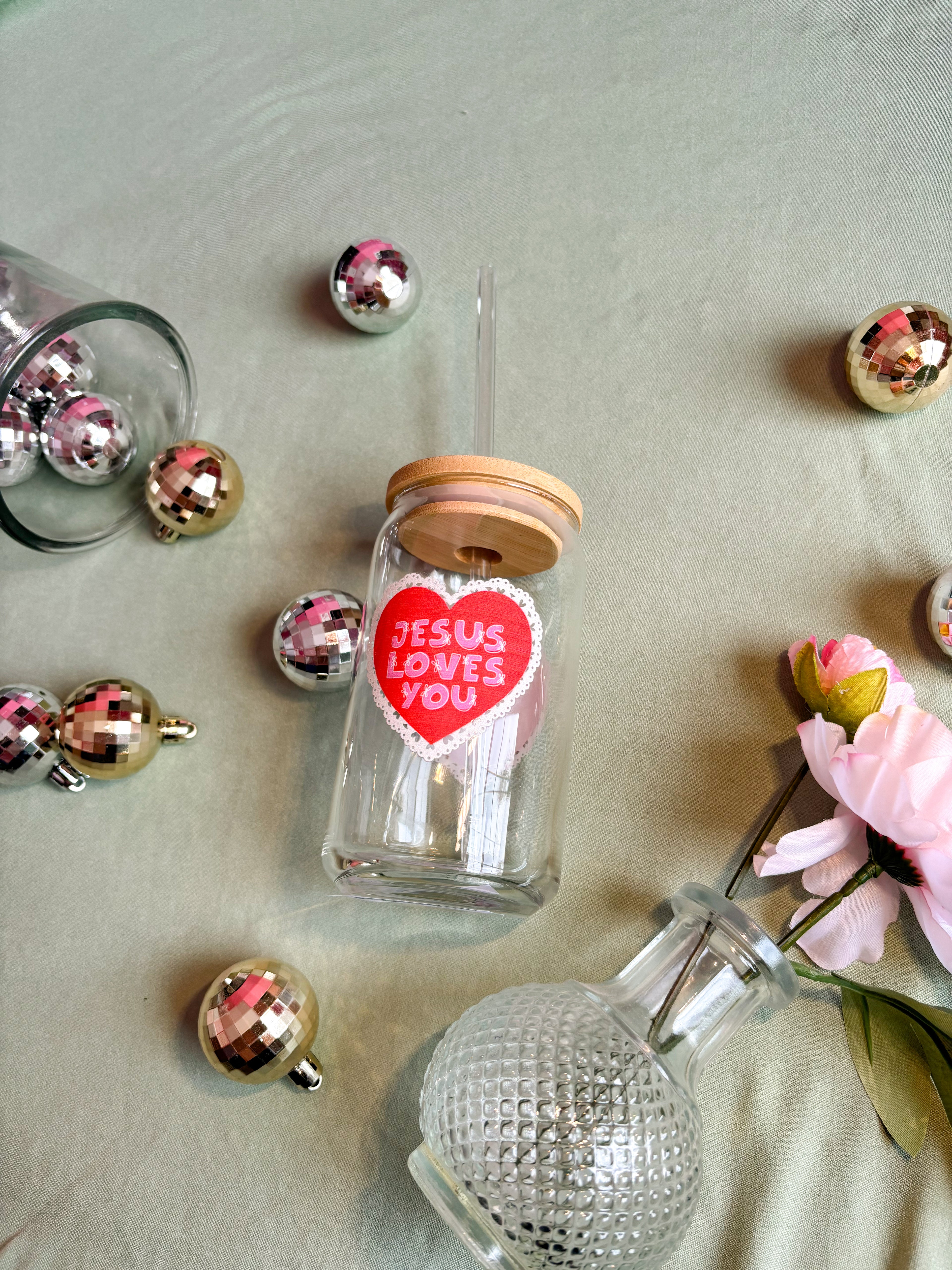 Jesus Loves You Glass Cup