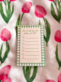 Green Gingham To-Do Notepad